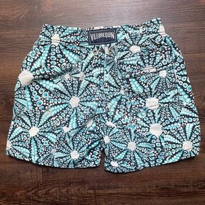 Vilebrequin Jim Sea Print Moorea Kids Green Blue Octopus Swim Trunks